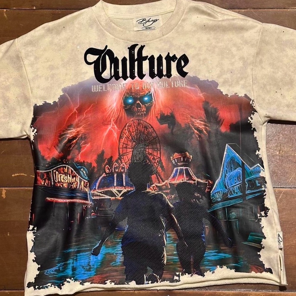 Vale forever culture graphic shirt rhinestones
